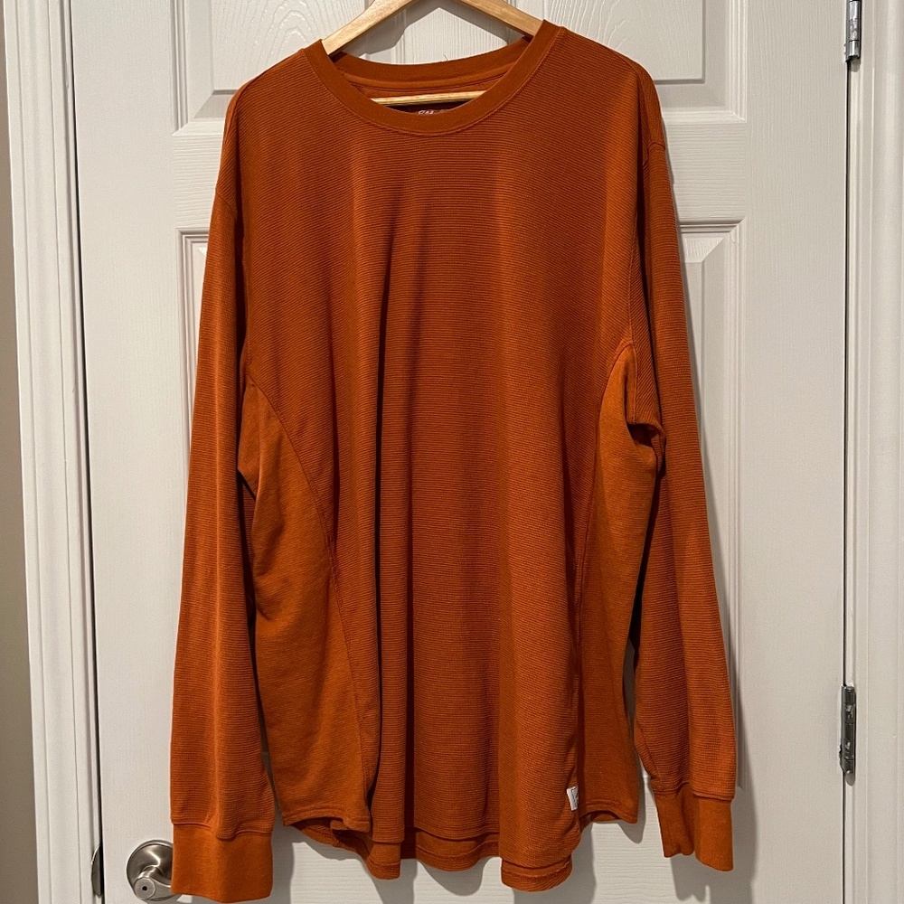 NWOT - Eddie Bauer Henley Style Waffle Weave Rust Color Long Sleeve Shirt T3XL